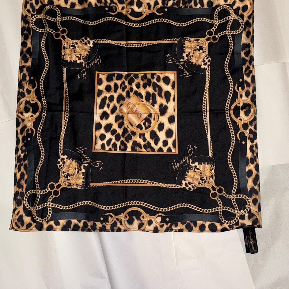 Honey Birdette Black and Gold Leopard Scarf